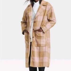 Plaid Camel and Pink Coat